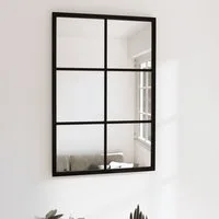 furnicato Wandspiegel Schwarzer 60 x 40 cm mit Metallrahmen (1-St), Glasspiegel mit Haken zur horizontalen oder vertikalen Montage