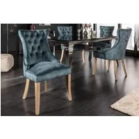 riess-ambiente Polsterstuhl CASTLE petrol, Esszimmer · Samt · Holz · Chesterfield · Landhaus