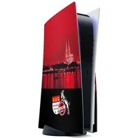 DeinDesign Konsolen-Cover Skyline 1. FC Köln Offizielles Lizenzprodukt Skyline Köln Rot, Sony Playstation 5 Disc Edition Skin Aufkleber Sticker Folie