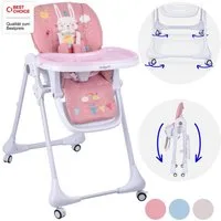 Daliya® Hochstuhl SITONMI 3in1 Kinderhochstuhl & Babyliege, extra breite Rückenlehne (Set, 7 St), Babyliege, 0-4 Jahre, breite Rückenlehne, Tablett, Korb, Platzsparend