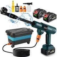 Yofidra Akku-Hochdruckreiniger 70 bar mit 2 Akkus & 22 L Falteimer, Druck max: 70 bar, 500 W, Fördermenge max: 246 l/h, tragbarer Hochdruckreiniger für Auto, Balkon, Terrasse & Garten