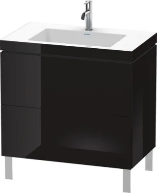 Duravit L-Cube c-bonded Set bodenstehend Schwarz Hochglanz 800x480x698 mm - LC6937O4040 LC6937O4040