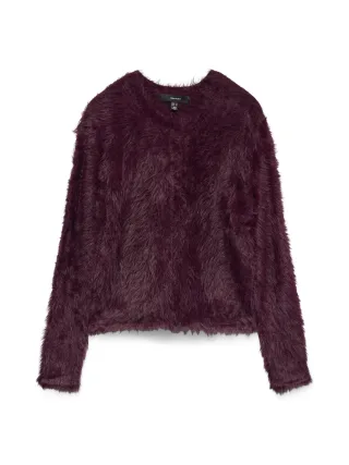 VERO MODA - VMFLUFFY LS O-NECK CARDIGAN winetasting - Gr. - L