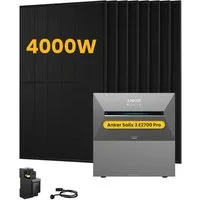 Anker Balkonkraftwerk 4000W Anker SOLIX Solarbank 3 E2700 Pro mit Smart Meter, Zusatzsakkus, (Smart Meter und 8x 500Wp Full Black im Lieferumfang enthalten), Speicher mit integriertem Wechselrichter, All-in-One 2,668kWh Akku
