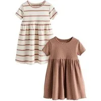 Next Jerseykleid Geripptes Kurzarmkleid im 2er-Pack (2-tlg)