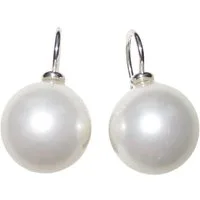 Mugello Perlenohrringe Diana groß weiß Sterlingsilber Muschelkern klassisch elegant, Perlenschmuck für Frauen, Bügel 925-er Sterlingsilber
