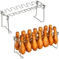 relaxdays Grillguthalter Hähnchenschenkelhalter 2er Set, Edelstahl