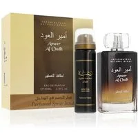 Lattafa Duft-Set Ameer Al Oudh 3 4 Oz EdP 1 7 Oz Parfümiertes Spray Geschenkset