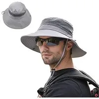 feinlux Sonnenhut Herren-UV-Schutz-Sonnenhut (Packung, Sommer Outdoor Fischerhut) Atmungsaktiv, Vergrößerter Hutrand, Windseil, Schweißband