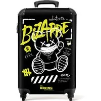 NoBoringSuitcases.com© Hartschalen-Trolley Cartoon-Bär mit Maske als Graffiti-Kunstwerk 55x35x20cm, 4 Rollen, Reisetasche mit Rollen, Koffer Handgepäck Flugzeug