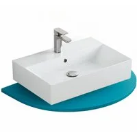 Aqua Bagno Aufsatzwaschbecken Waschbecken 60cm weiß eckig wandhängend Waschtisch (Packung)