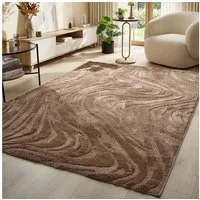 Vimoda Teppich Wellenmuster, modernerer Design, dicht & weich, Rechteckig, Höhe: 11 mm, Uni, Läufer Grau, 3D Effekt, Wohnzimmer, Schlafzimmer