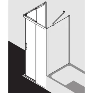 Kermi Pega Gleitt.-Eckeinstiegsh. 2-tlg. bodenfrei PEC2R08018VAK 80x185cm, silber hochglanz, ESG klar, rechts, auf Duschwanne