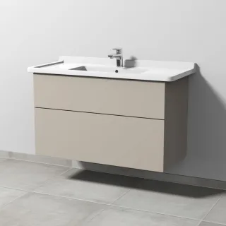 Sanipa 3way Waschtischunterbau zu Duravit Starck 3 Waschtisch mit 2 Auszügen, Kaschmir-Matt SP7121U