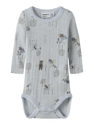 NAME IT - NBMWANG WOOL NEEDLE LS BODY NOOS Arctic Ice - Gr. - 56