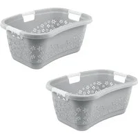 keeeper Wäschekorb lasse, 2er Set, Korb mit Softgriffen, 65 x 45 x 28 cm, 50 l (Set, 2 St), ergonomische Form, komfortable Softgriffe, Hüftstütze