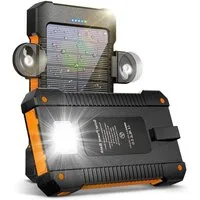 Diyarts M30000 Solar Powerbank 10000 mAh, Solar Powerbank 10.000 mAh mit LED-Lampe & Saugnapfhalterung