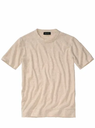 Mey & Edlich Herren Two-Tone-T-Shirt Beige 88 % Leinen, 12 % Baumwolle