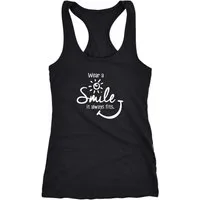 MoonWorks Tanktop Damen Tank Top Wear a Smile it always fits Racerback Tanktop