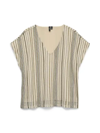 VERO MODA - VMDEMI SS V-NECK TOP JRS GA Black - Gr. - M