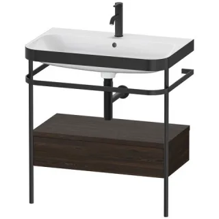 Duravit Happy D.2 Plus c-bonded Set mit Metallkonsole und Schubkasten Nussbaum gebürstet Matt 775x49 HP4742O6969