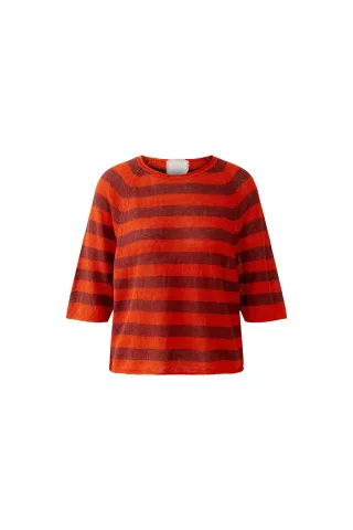 Oui - Leinen Pullover red rose - Gr. - 34