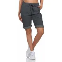 OriginalYou Chinoshorts Damenhose Kurze Damen Sommerhose Chino Shorts Schlupf Bermuda Stretchgewebe in modernem Knitterlook, elastischer Bund mit Kordelzug