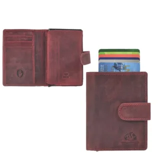 Greenburry Kartenbörse Leder RFID | Card Slider Coin antik rot