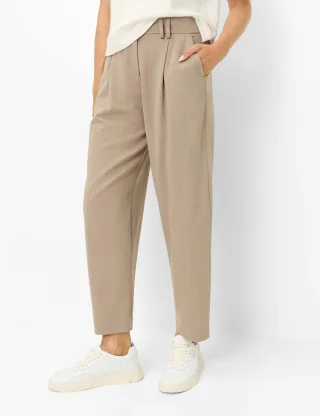 Brax Damen Bundfaltenhose Style MEGAN S WARM GREIGE, hellbraun, Gr. 38