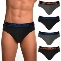 BRUBAKER Slip 4er Pack Herren Komfort Unterhosen mit elastischem Bund (Mehrfachpackung, 4-St., 4er-Pack) Männer Slips Stretch Unifarben Unterwäsche