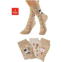 H.I.S Basicsocken Damen Weihnachtssocken (Packung, 3-Paar, 35-38 bis 39-42) mit lustigen Weihnachtsmotiven