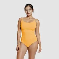 cfab (creamy fabrics) Badeanzug Shaping - Badeanzug mit Raffung-Neon Orange-L
