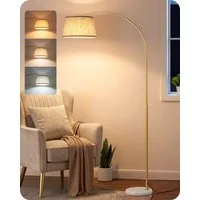 EDISHINE Stehlampe Wohnzimmer dimmbar, Standleuchte Höhenverstellbar, LED wechselbar, kaltweiß bis warmweiß dimmbar, LED Bogenlampe mit Fernbedienung