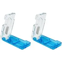 Wellgro Pillendose Tablettenschneider mit Metallklinge - Kunststoff - blau/transparent (2 St)
