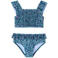 vertbaudet Badeanzug Bikini mit Volants und Blümchen Mädchen