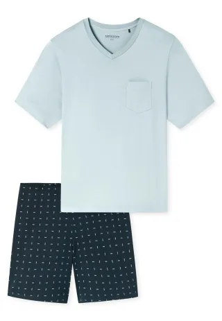 SCHIESSER - Schlafanzug kurz hellblau - Gr. - 52