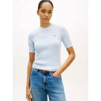 Tommy Hilfiger Kurzarmpullover CO CABLE RWB C-NK SS SWT Baumwolle, mit Zopfmuster