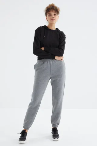 Damen Hochgeschnittene Fleece Jogginghose