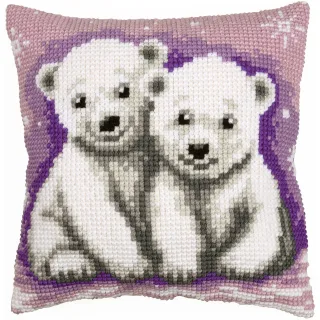 Kreuzstichkissen "2 kleine Eisbären"
