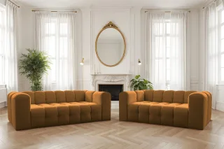 Sofaset Designersofa SOLVIE 2-3 in Stoff Moly Orange