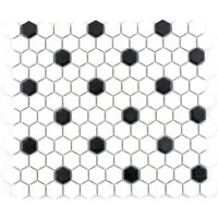 Mosani Mosaikfliesen Sechseck Mosaik Fliese Keramik schwarz weiß matt Küche Badfliese WC