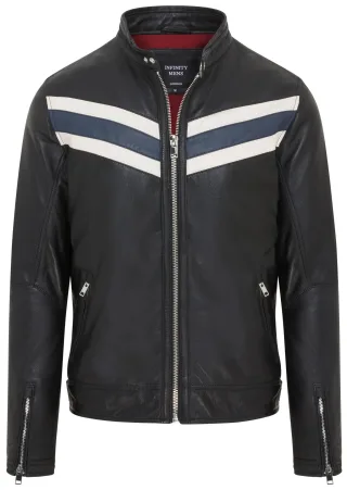 Schwarze Café Racer Biker-Lederjacke für Herren - Aniak
