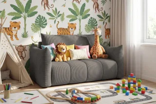 Sofa 2er-Sitzer mit Liegefunktion ONTARIO in Stoff Poso Grau