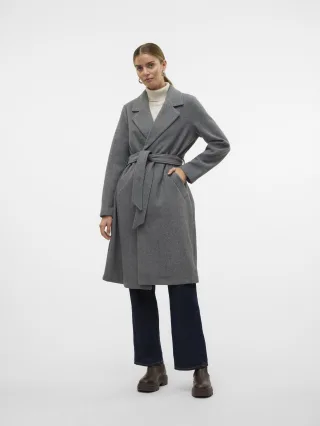 VERO MODA - VMFORTUNEAYA LONG COAT GA NOOS Medium Grey Melange - Gr. - S