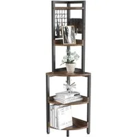 Dripex Eckregal Bücherregal mit 5 Ebenen, Metallrahmen, 40x40x152cm