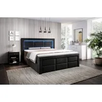 PROMETO Möbel Boxspringbett Schlafbett mit 2 Schubladen Bettkasten 180x200cm LED Beleuchtung (2 Schubladen, Taschenfederkernmatratze 7 Zonen, Topper)