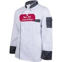 Clinotest Kochjacke langarm - 95 Grad waschbare, kochfeste Kochjacken ohne Einlaufen (1-St) Kochhemd aus 65% Polyester, 35% Baumwolle, mit Druckknopfverschluss