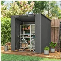 Outsunny Gerätezelt mit Pultdach, aufrollbarer Reißverschlusstür, Fenster, Personen: 1 (Zeltgarage, 1 tlg., Garagenzelt), für Gartenwerkzeuge Dunkelgrau