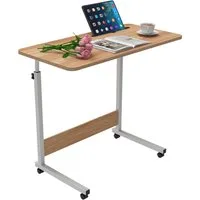JEOBEST Schreibtisch Computertisch Mobiler Stehtisch 80x40cm Laptoptisch mit Rollen, (1-St), Höhenverstellbarer 69-90cm, Beistelltisch fürs Sofa