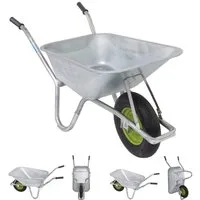 TRUTZHOLM Schubkarre 100L 250kg Vollgummirad Stahlfelge Stahlwanne Schutzbügel Verstärkung, (Einzeln, 1-tlg), verzinktes Stahlgestell